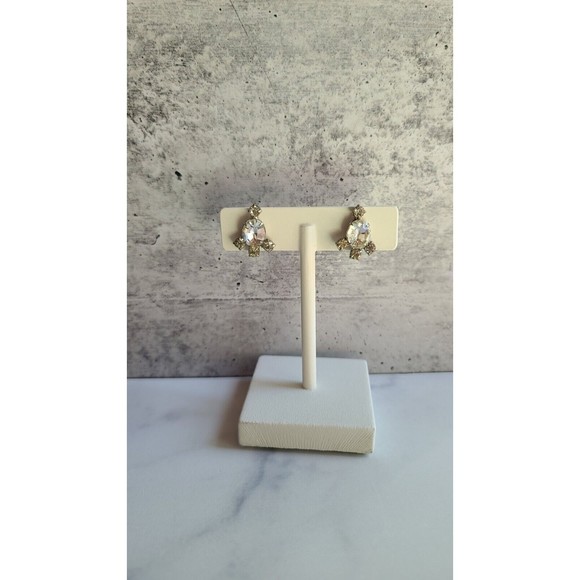 Vintage Clear Rhinestone Screwback Earrings - Picture 3 of 10